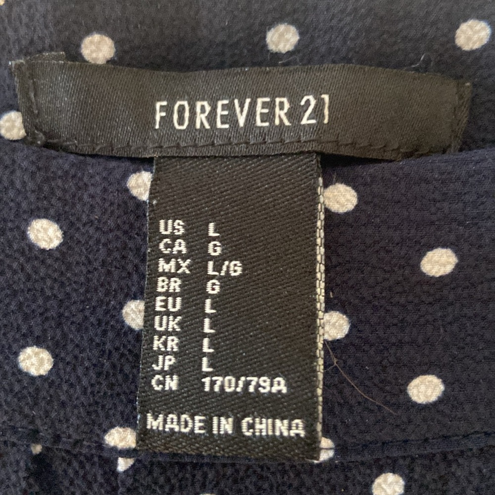 Forever 21 Navy Blue and White Polka Dot Wide Leg Pants - Picture 2 of 3